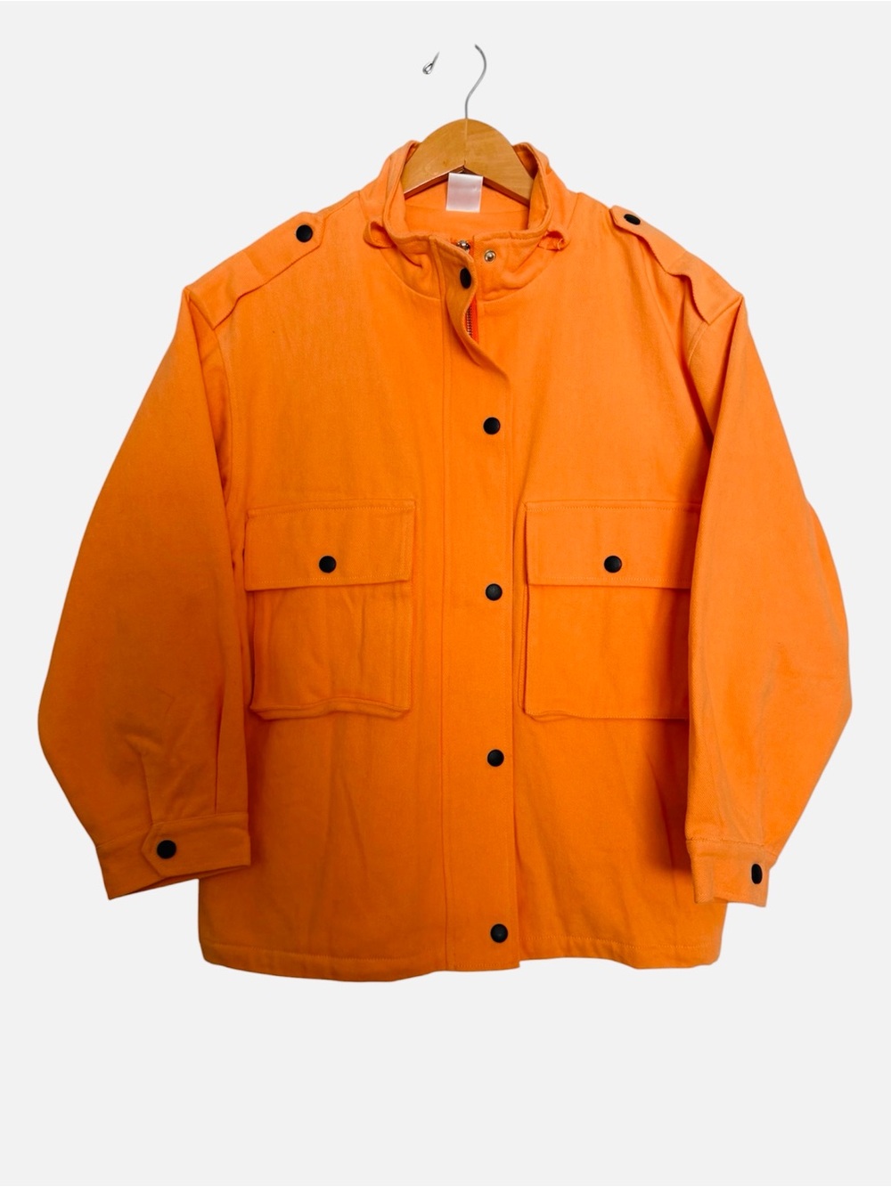 SHEIN Bright Orange Military Field Jacket with Utility Pockets